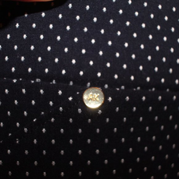 Anne Klein Navy Polka Dot Pull On Knit Crop Pants Size 6 - Picture 3 of 9